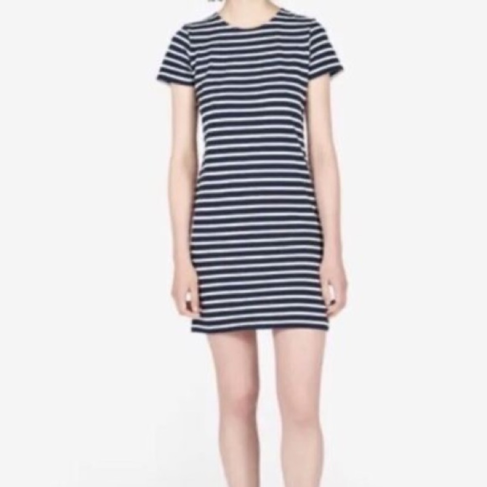 Everlane Structured Navy and White Striped Dress